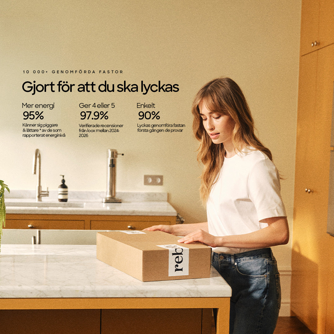 Gjort för att du ska lyckas. 10 000+ genomförda fastor. 95 % känner sig piggare och lättare, av de som rapporterat energinivå. 97,9 % ger fyra eller fem stjärnor i verifierade recensioner. 9 av 10 genomför fastan första gången.